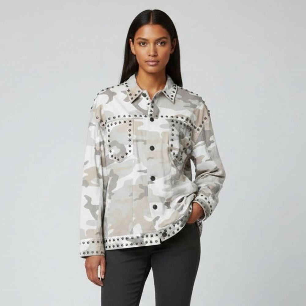CINQ à SEPT Women's Studded Camouflage Print Jacket Size S